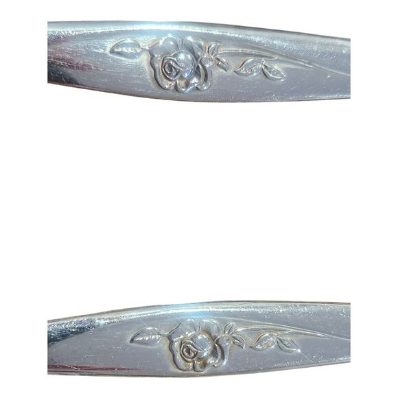 Set of 2 Oneidacraft Deluxe Stainless LASTING ROSE Serving SPOONS - Picture 6 of 7